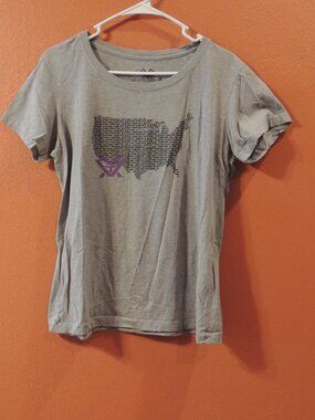 Vortex Shirt Woman Large Gray Purple Black Short Sleeve Shirt